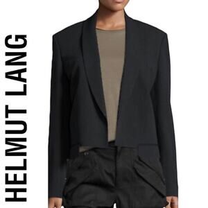Helmut Lang Shawl Collar Crop Pinstripe Blazer
